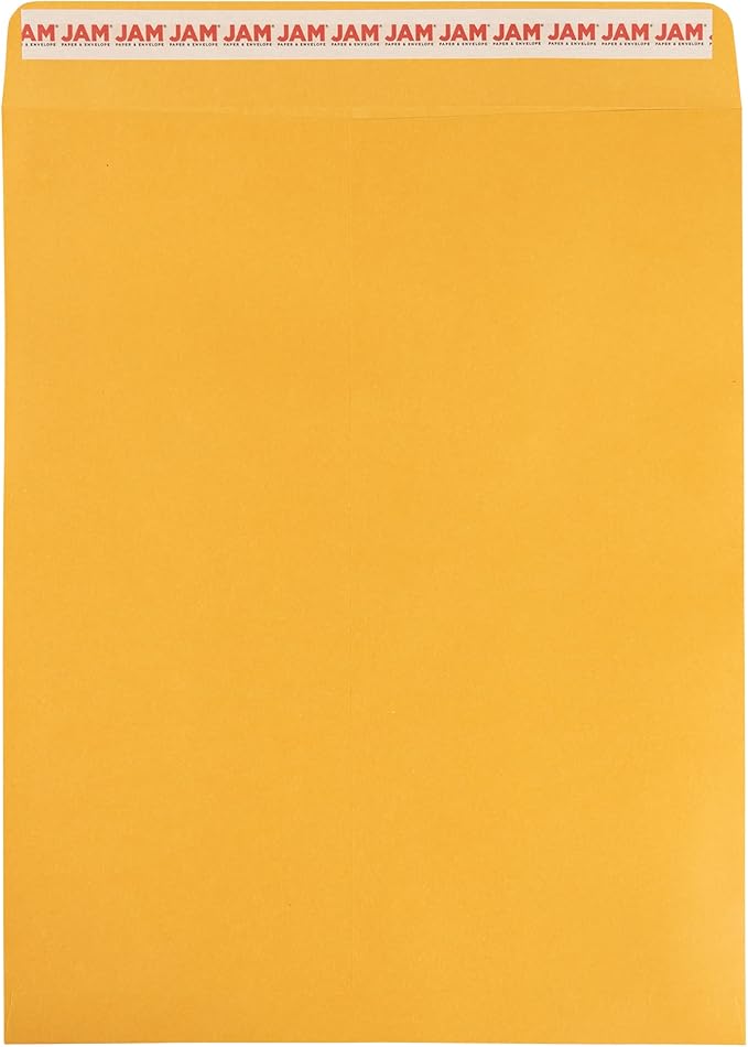 JAM PAPER 11 1/2 x 14 1/2 Open End Catalog Commercial Envelopes with Peel and Seal Closure - Brown Kraft Manila - Bulk 250/Box