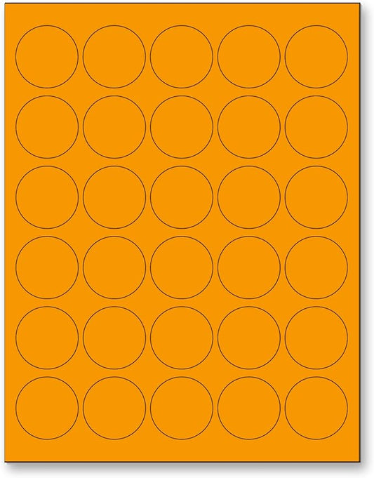 NextDayLabels - 8-1/2 x 11 Neon Color High Light Fluorescent Labels for Laser & Inkjet Printer (Orange Fluorescent, 1.5" Round - 30 Per Page | 3000 Labels)