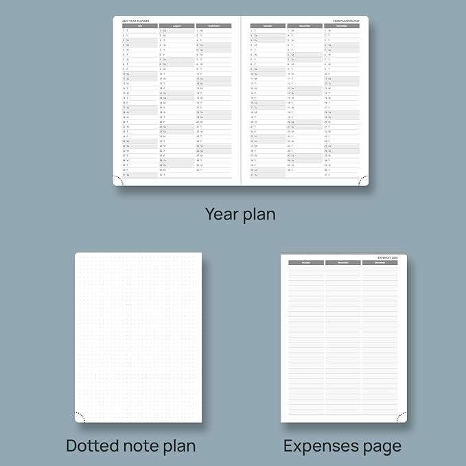 POPRUN 2026 Planner (Medium Size 8.5''x 6.5'' Hardcover) - Daily Weekly and Monthly Calendar Agenda 2026 Appointment Book with Hourly Time Slots, Monthly Tabs, 100 GSM - Midnight Green