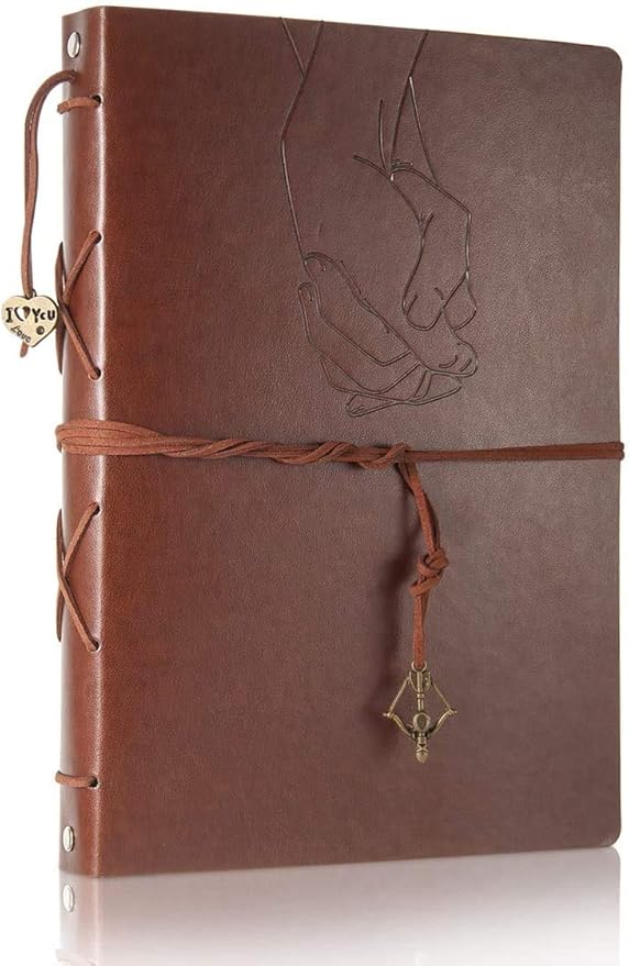 ThxMadam Leather Scaupbook Album 60 Pages Love Memory Photo Album,DIY Scrapbooking Supplies Kits for Couples Anniversary vintage Trave Birthday Scrapbook Photo Album 8.66x7.08 inch