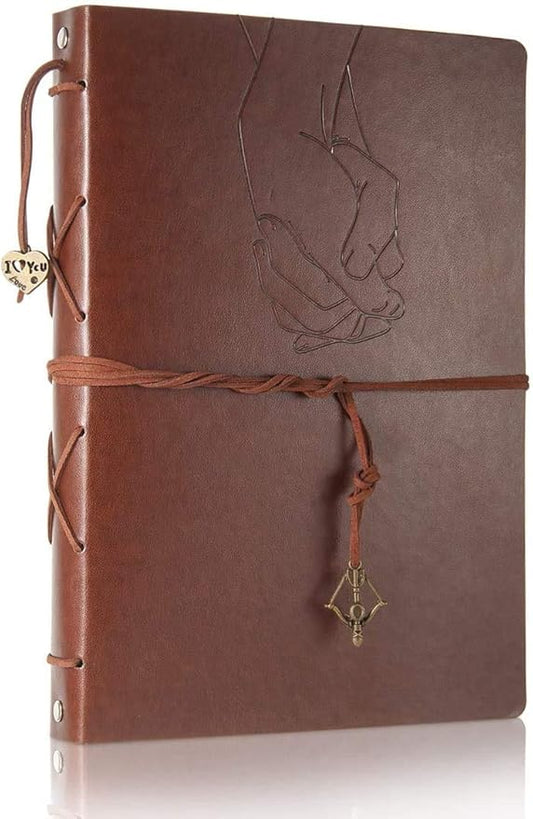 ThxMadam Leather Scaupbook Album 60 Pages Love Memory Photo Album,DIY Scrapbooking Supplies Kits for Couples Anniversary vintage Trave Birthday Scrapbook Photo Album 8.66x7.08 inch