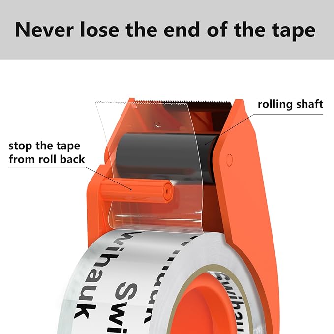 1.88 in x 66.6 YDs Clear Heavy Duty Packing Tape with Dispenser, Strong & Durable Shipping Tape, Packaging Tape, Packing Tape Dispenser for Packing Boxes, Moving Supplies, Shipping and Mailing