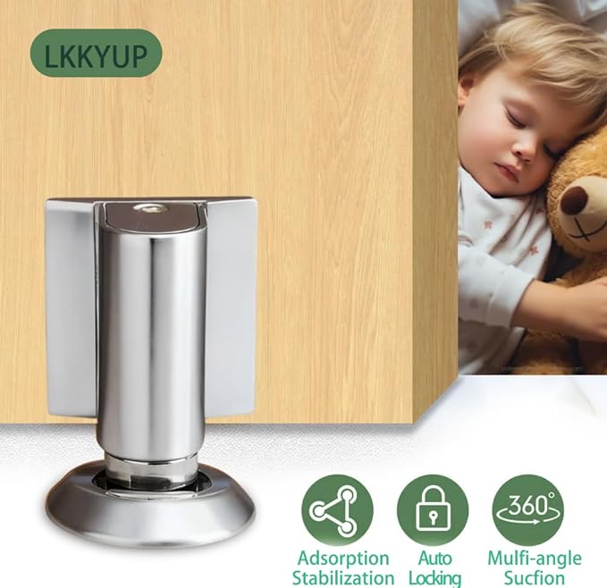 LKKYUP Magnetic Door Stopper for Wall and Floor, Heavy Duty Door Stop, Solid Zinc Alloy Door Stoppers for Wall, Modern Door Stop Holder with Strong Magnet for Home and Office