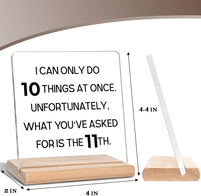 Funny Office Gifts for Women Men, I Can Only Do 10 Things Acrylic Decorative Sign, Home Office Giffs for Coworkers