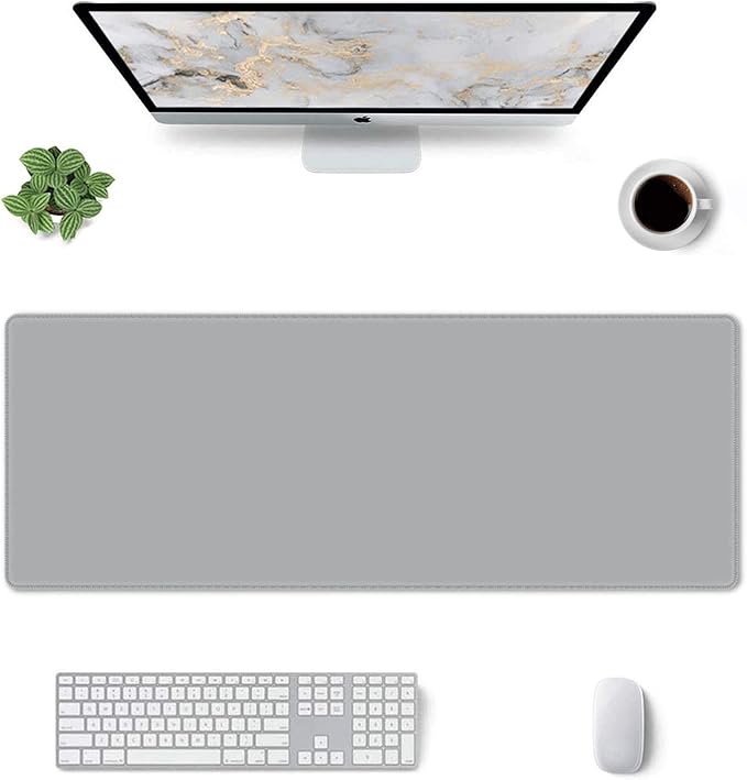 Grey XL Extended Large Gaming Mouse Pad 31.5"x11.8" Non-Slip Rubber with Stitched Edges, Extra Long Desk Mat Computer Laptop Writing Mat for Desktop Office Home