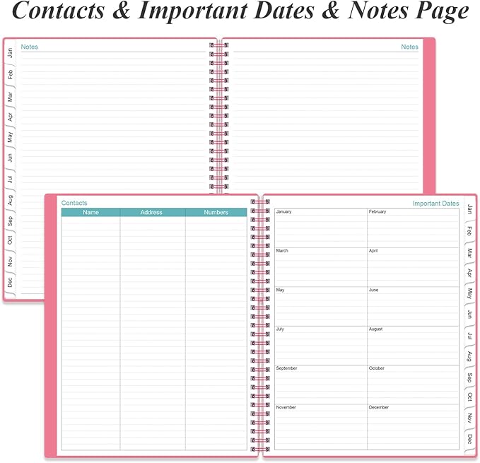 2026 Planner - Planner 2026 from January 2026 to December 2026 with 12 Monthly Tabs, Flexible Cover, Inner Pocket, 8.5" x 11", Pink-B