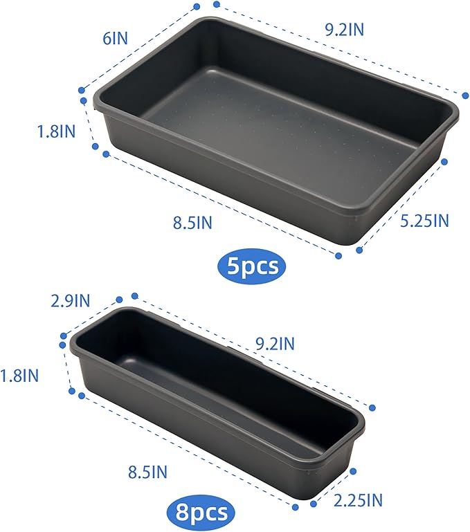 Office Drawer Organizers Bins Junk Drawer Organizers Tray Storage Dividers for Office Desk Dress Makeup (13pcs 2Size)