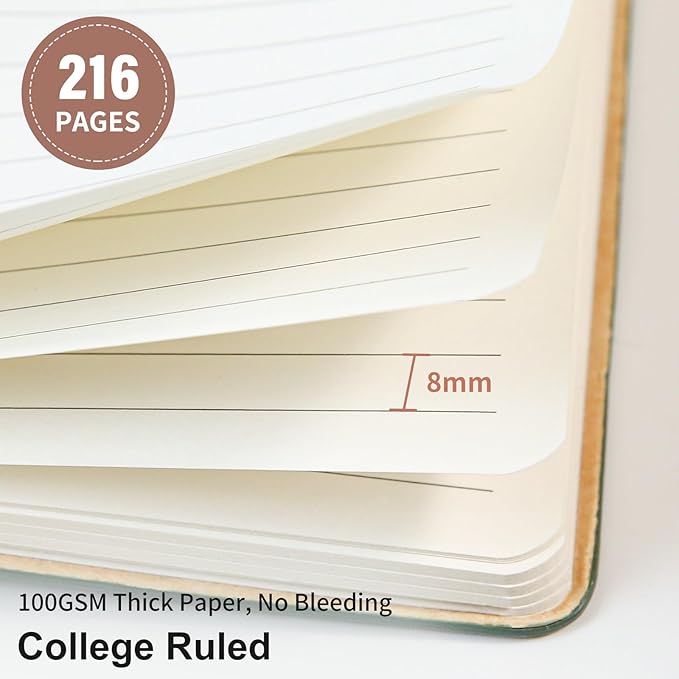 Lined Journal Notebook for Work College Ruled Note Book 5.79"x8.27" A5 PU Leather Daily Journaling 216 Pages for Women Men Writing Home School Supplies Business (Dark Pink)