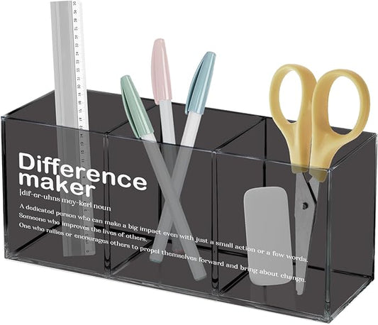 Difference Maker Gifts Pen Holder, Appreciation Gifts Pencil Holder for Desk, Thank You Gifts for Teachers Boss Leader Coworkers Acrylic Pen Pencil Holder Organizer for Office Desk Accessories