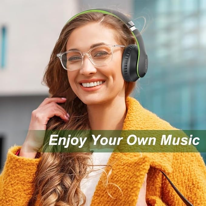 Wireless Bluetooth Headphones Over Ear 65H Playtime HiFi Stereo Headset with Microphone and 6EQ Modes Foldable Bluetooth V5.3 Headphones for Travel Smartphone Computer Laptop