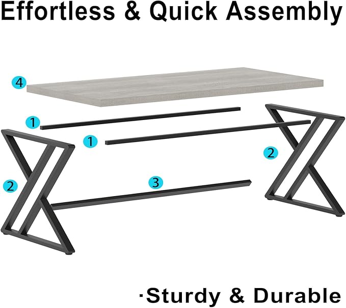 LVB Large Home Office Desk, Long Industrial Computer Desk, Metal Wood Writing Study Computer Table for Student, Big Modern Executive Simple Gaming Work Desk for Bedroom, Light Grey, 60 Inch