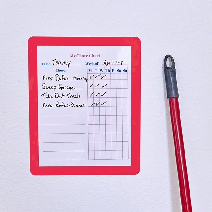 8.5 x 11 Adhesive Wall Frames - Peel & Stick Picture Frames, Wall Sign Holder, Paper Protector Sheets, Certificate Holders, Reusable Picture Frame, Dry Erase, Non Magnetic - Red, Pack of 5