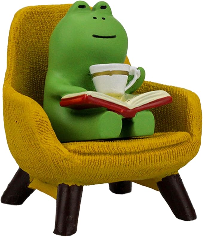 Miniature Frog Figurines - Funny Frog Sculpture for Shelf, Desk Decoration - Frog Desk Accessories - Perfect Cute Frog Gift for Frog Lovers(Yellow Sofa)