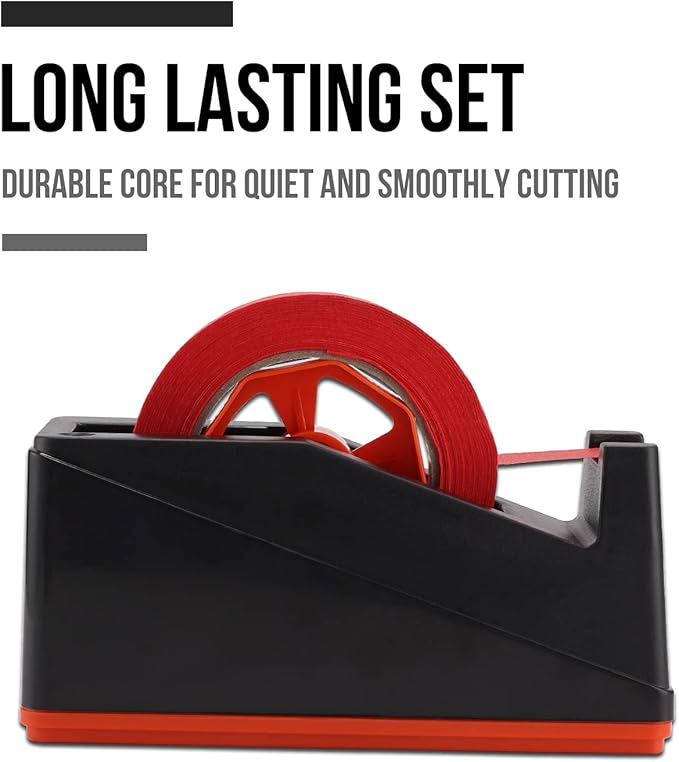 Lichamp 2 Pack Desktop Tape Dispenser Holder with Large 3 Inch Core for Masking, Heat Transfer Sublimation, Painters, Freezer and Kitchen Tapes, 0228BK