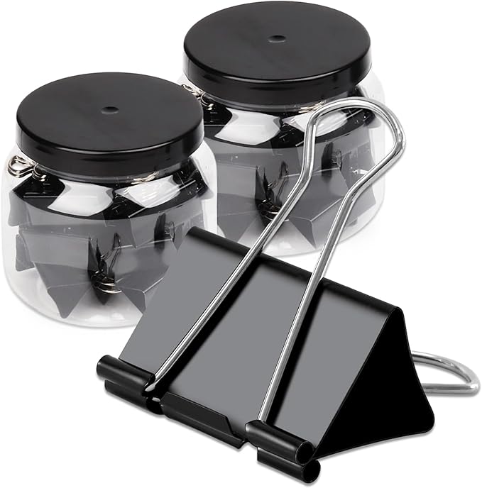 Ufmarine Extra Large Binder Clips Standard 2 inch Length, 1 inch Capacity, 40 Pcs Jumbo Binder Clips for Office