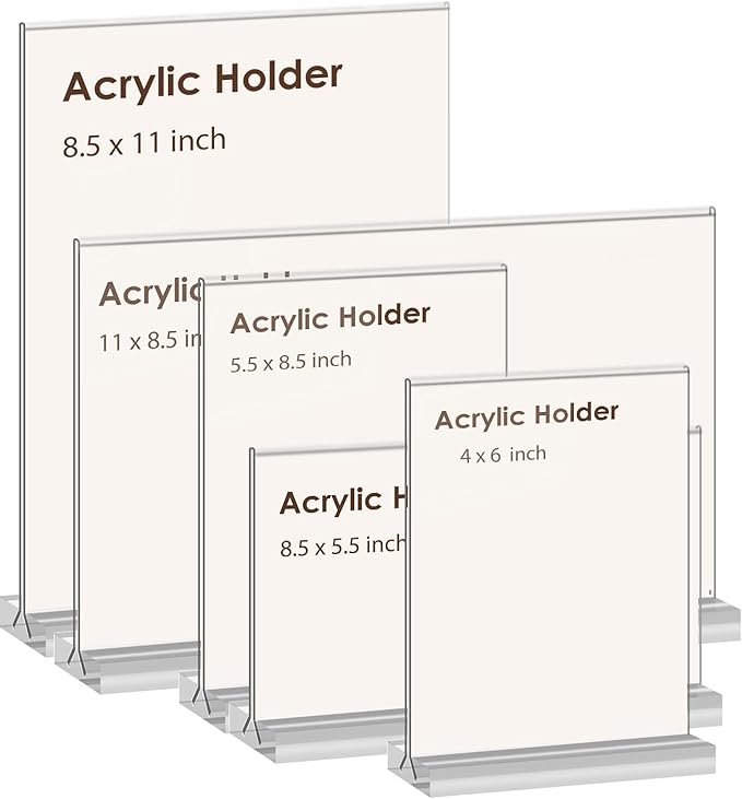 newnewshow 4x6 Inch Clear Acrylic Sign Holder, Display Stand, Plastic Card Holder for Business, Office, Retail (4x6 Inch 6 Pack)