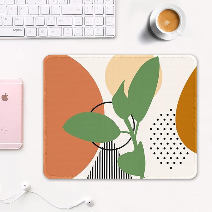 Auhoahsil Mouse Pad, 12 x 10 in Modern Abstract Art Computer Mouse Pad for Desk, Premium-Textured Non-Slip Rubber Stitched Edges Waterproof Square Mouse Mat for Gaming Work Wireless Mice, Orange