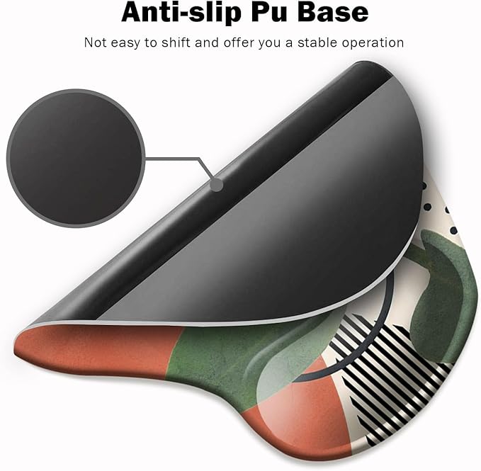 DOOKE Ergonomic Mouse Pad with Wrist Support and,Mouse Pads with Non-Slip PU Base for Home Office Working Studying Easy Typing & Pain Relief Leaves