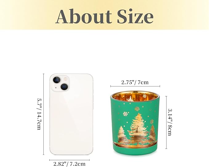 Hewory Christmas Votive Candle Holders: Christmas Tea Light Candle Holder Set of 6, Cylinder Glass Candle Holders Centerpiece Christmas Decorations Indoor Home Decor for Table Fireplace Holiday Party