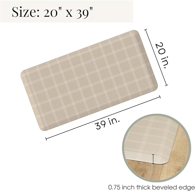 Anti Fatigue Mat by Laurel Lane Co. – Designer Anti Fatigue Mats for Kitchen Floor, Kitchen Mats for Floor, Desk Mat – Cushioned 0.75" Thick – Stain Resistant – Non-Skid Bottom – 20" x 39"