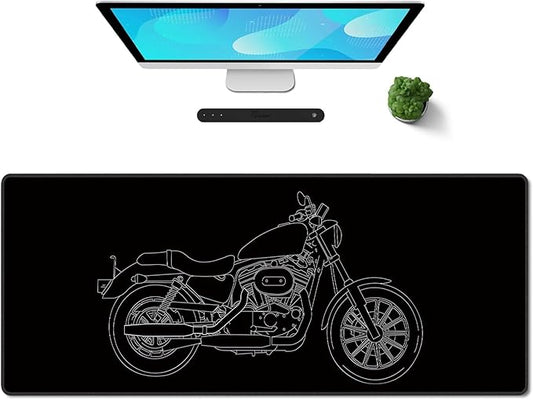 Galdas Gaming Mouse Pad XXL XL Large Long Extended Big Mousepad Non-Slip Rubber Keyboard Mouse Pad with Stitched Edges for Laptop Home Office (31.5x11.8x0.08 Inch) … (Motor)