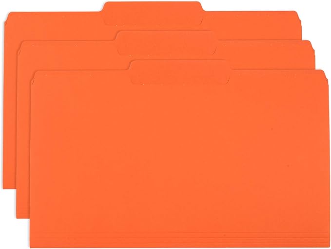 Blue Summit Supplies Orange File Folders, 1/3 Cut Tab, Legal Size, Great for Organizing and Easy File Storage, 100 Per Box