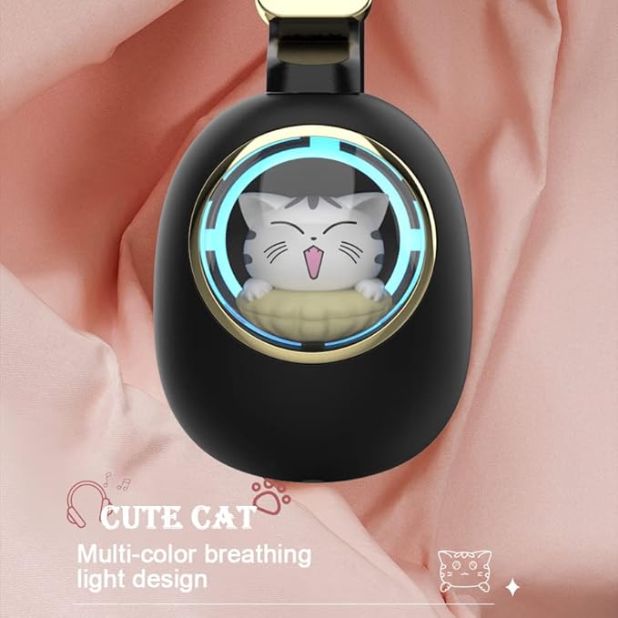 Kids Bluetooth Headphones - Light Up Cat Over Ear Kids Wireless Noise Cancelling Headphones with Microphone for Kids for School Gaming Headset Headphones for IPad Kindle Tablet PC Travel (Black Gold)