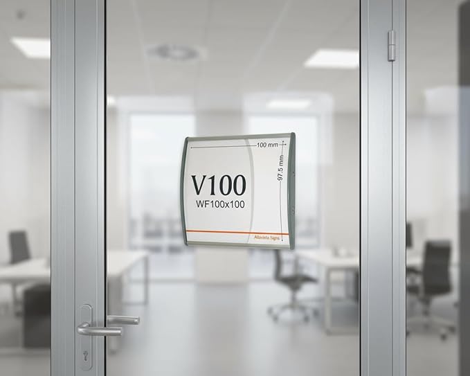 SET OF 5, WALL DOOR MOUNT SIGN HOLDER NAME PLATE FRAME DISPLAY CURVATURE PLAQUE SILVER ALUMINUM 4.00" W x 4.0" H