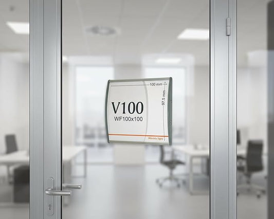 Altavista Signs SET OF 3, OFFICE SIGN HOLDER FOR WALL OR DOOR MOUNT FRAME CURVATURE SILVER ALUMINUM, 4.00" W x 4.00" H