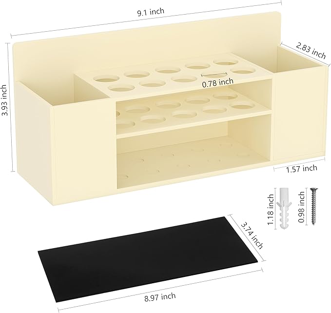 Magnetic Dry Erase Marker Holder Wall Mount, Acrylic 10 Slots Whiteboard Marker Holder for School, Office and Home, Eraser, Marker and Whiteboard Cleaner Not Included, Beige