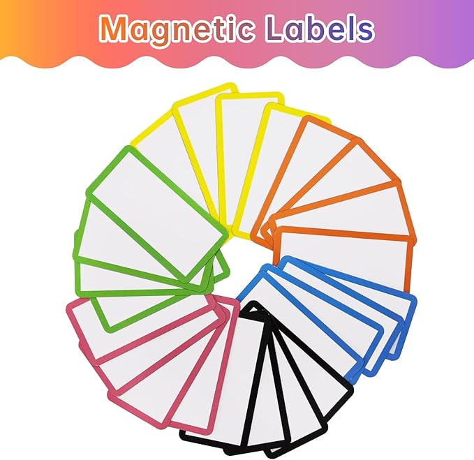 Dry Erase Magnets Set - 24 Pack - 4x2 in Whiteboard Magnetic Notes Planning Pads Labels - Small White Board Magnet Strips Name Tags for Home, Office and Classroom