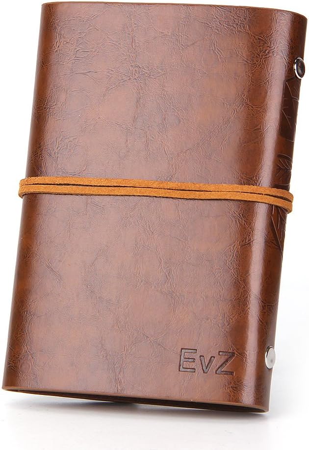 EvZ 7 Inches Vintage Dark Brown PU Leather Cover Loose Leaf Blank Notebook Journal Diary Gift
