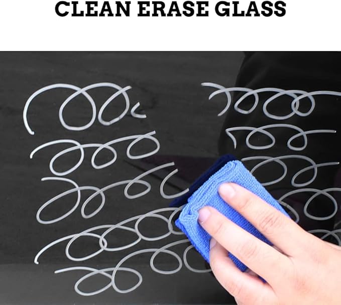 DEVELOP Large Magnetic Black Glass Dry Erase Board, 60 x 36 Inches (150 x 90 cm), Modern Tempered Glass Whiteboard for Wall, Frameless White Board with Marker Tray, 4 Markers, 2 Magnets, 1 Eraser