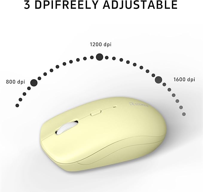 Wireless Keyboard and Mouse Combo, Full-Sized Wireless Keyboard and Adjustable DPI Mouse, 2.4GHz USB Receiver, Keyboard and Mouse for PC, Windows, Desktop, Laptop (Canary Yellow)