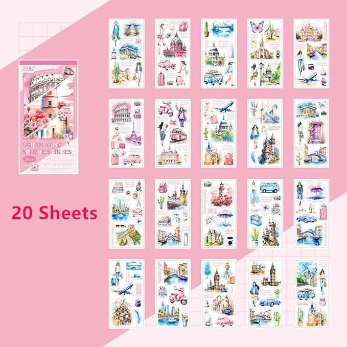 Aesthetic Journaling Sticker Books for Adults - Pre-Cut Scrapbook Stickers Vintage 20 Sheets Junk Journal Supplies Watercolor Scrapbooking Stickers Planner Cottagecore Decorative DIY Arts Craft Making