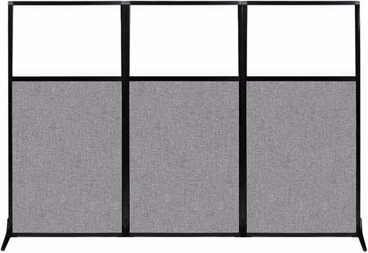 Versare Workstation Partition | Portable Wall Divider | Modern Office Cubicle | Free Standing Privacy Screen | Flexible Work Space | 99" x 70" W/Window, Cloud Gray Fabric Panels