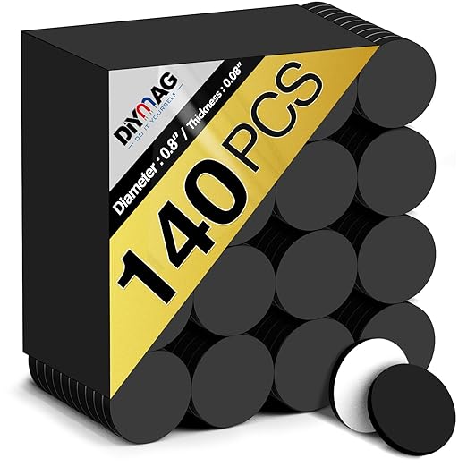 DIYMAG Small Magnets Self Adhesive,140Pcs 0.8’’ x 0.08” Magnetic Dots Fridge Magnets Classroom Must Have Peel & Stick Tape Circles Flexible Magnet for Crafts, DIY and Refrigerator