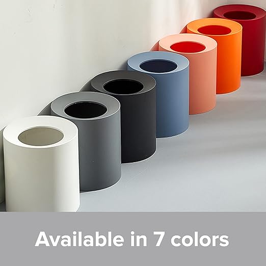 Modern Round Waste Basket - 3.2Gal/12.1L Open Top Trash Bin - Black Garbage Can with Removable Plastic Bin Liner - Touchless Bathroom Garbage Can or Trash Can for Kitchen - Minimalist Office Trash Can