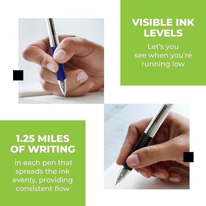 Simply Genius 200-Pack Retractable Blue Pens - Ballpoint Pens for Smooth Writing and Comfortable Grip - Ideal for Journaling and Note-taking - Blue Ink