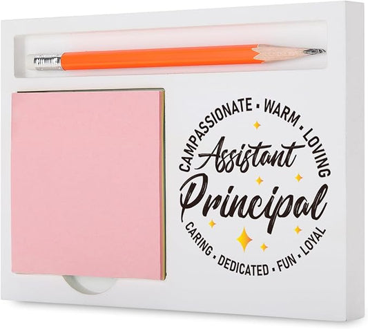 Assistant Principal Gifts Inspirational Desk Organizer with Warm and Caring Message for Appreciation Farewell Retirement Recognition, Back to School Desk White Note Pad Holder XBCT7