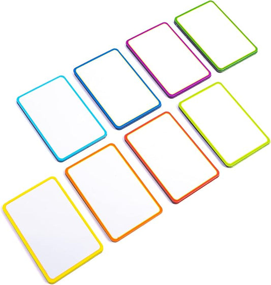 Availey 40 Pieces (3 x 2") - Colored Border Magnetic Dry Erase Labels - Reusable Strips for Classroom Home Office Garage - Refrigerator Blank Writable Erasable Cards - Name Tags Students Locker Shelf