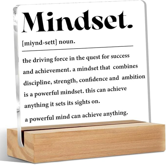 Inspirational Mindset Decor Acrylic Sign, Motivational Home Office Desk Table Decor Acrylic Plaque, Shelf Cubicle Desktop Art Decoration, Inspirational Gifts for Women Colleague Friend