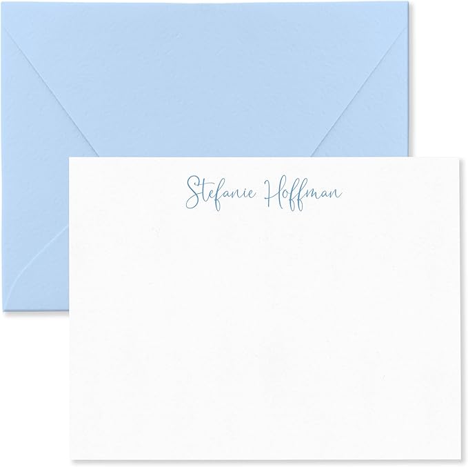 Fairmont & Grove Personalized Stationery Note Cards and Envelopes Set for Women Customized with Name in Script Font, Choose Ink & Envelope Colors Paper Co. (Font Style #5)