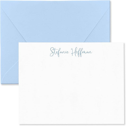 Fairmont & Grove Personalized Stationery Note Cards and Envelopes Set for Women Customized with Name in Script Font, Choose Ink & Envelope Colors Paper Co. (Font Style #5)
