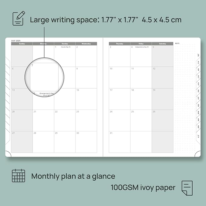 POPRUN Planner 2025-2026 (Large - 8.5'' x 10.5'') Academic Weekly Calendar (July 2025 - June 2026) with Hourly Time Slots, Monthly Tabs, 100GSM Thick Papers, Leather Soft Cover - Night Sky Blue