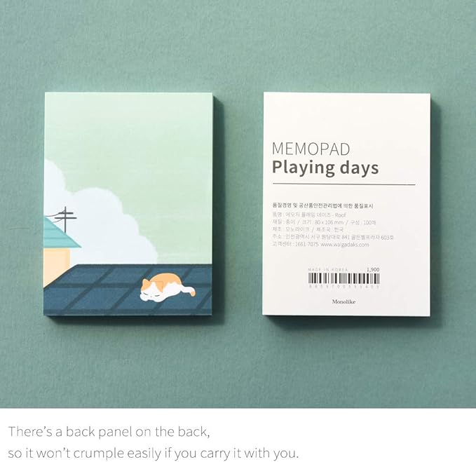 Monolike Memopad Playing Days design SET - 4 Packs, 4 Different Designs, 100 Sheets Per Pad, Total 400 Sheets, Note pads, Writing pads