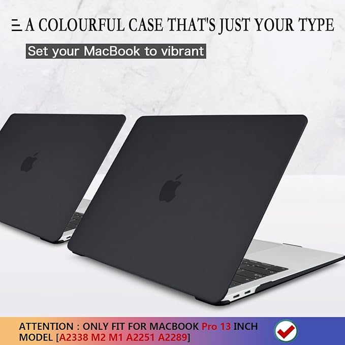 CISSOOK Matte Black Hard Shell Case Compatible with MacBook Pro 13 Inch Case 2025-2016 Release Model A2338 A2251 A2289 with Touch bar, MacBook Pro 13 M1 M2 with Keyboard Cover