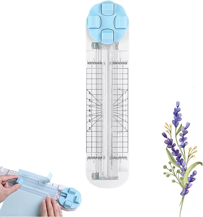 4-in-1 Multi-Function Paper Trimmer,Bidirectional Papers Cutter,Bidirectional Rotary Paper Cutter for A4/Photo/Card, for Daily Manual and Office Use (Blue)