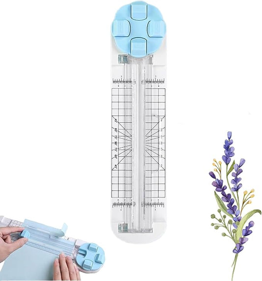 4-in-1 Multi-Function Paper Trimmer,Bidirectional Papers Cutter,Bidirectional Rotary Paper Cutter for A4/Photo/Card, for Daily Manual and Office Use (Blue)