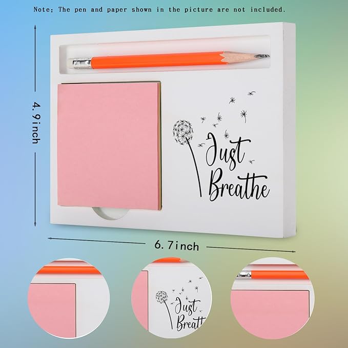 Just Breathe Inspirational Gift Mindfulness Desk Organizer with Dandelion Design for Women Friend Teacher Friend Nurse Therapist Coworker Stress Relief Farewell Wellness Gift XBCT12